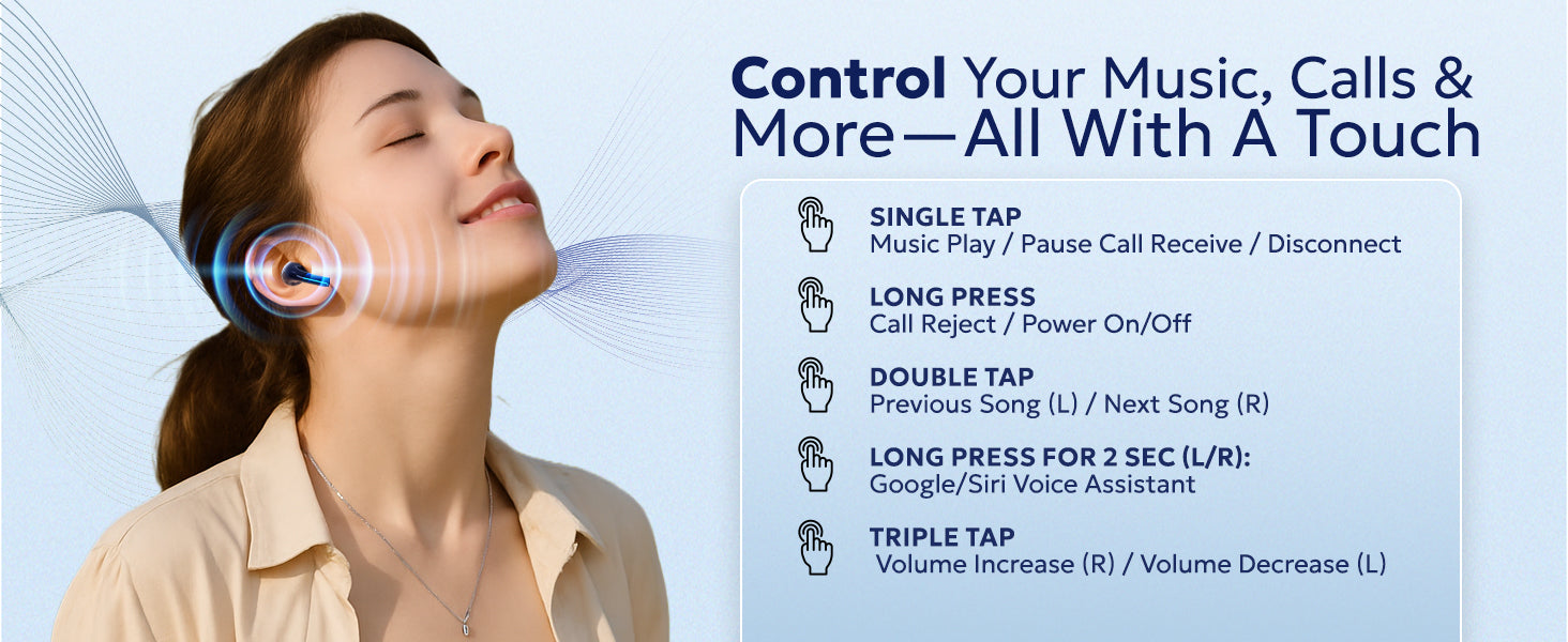 Tempt Wave Pro Touch Control AI Voice Assistant Bluetooth Wireless Earbuds