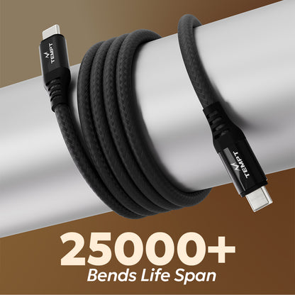 Tempt Blitz 100W Braided Charging Cable 25000 Plus Bends Lifespan Cable 