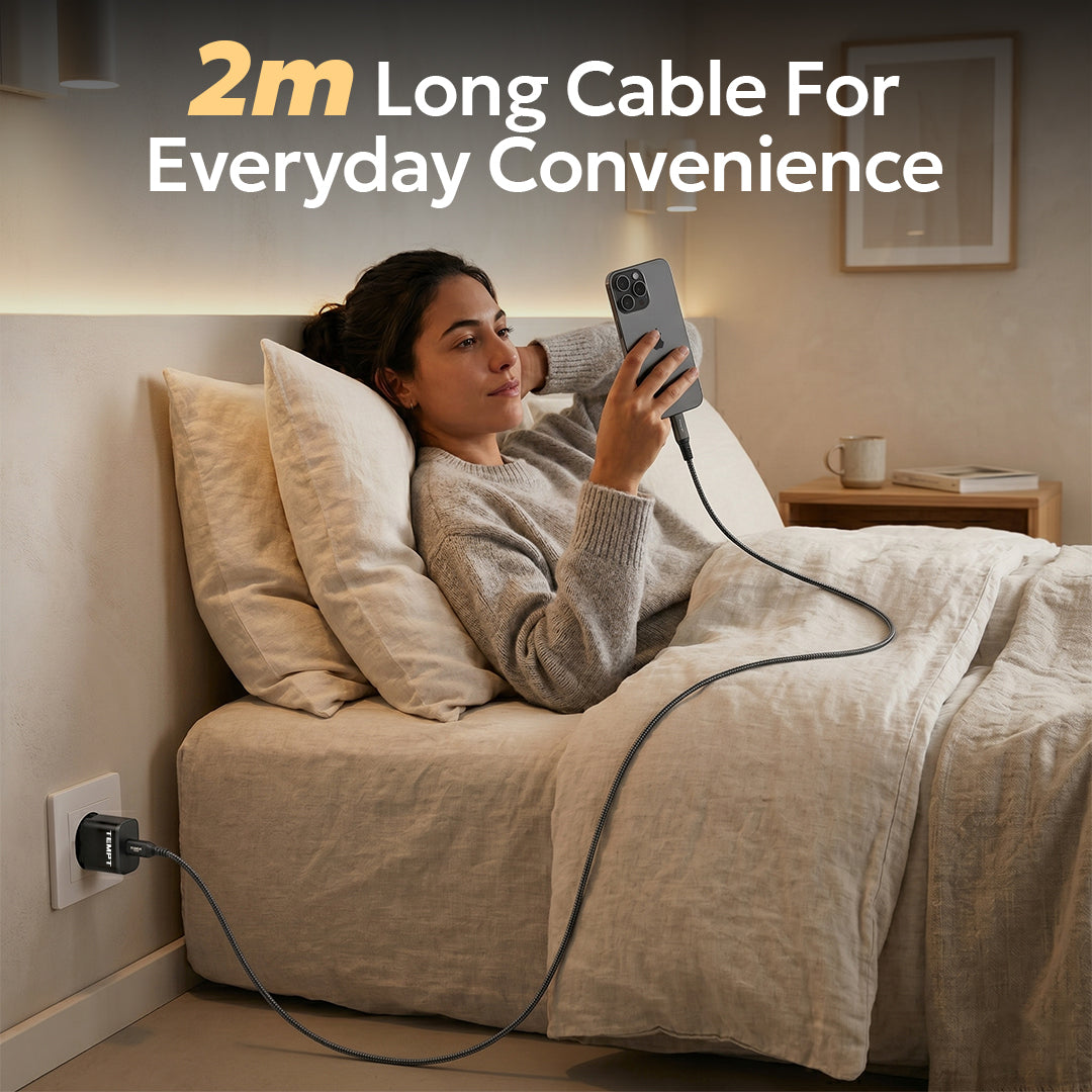 Tempt Blitz 100W Charger Cable 2m Long Cable for Everyday Use Cable 