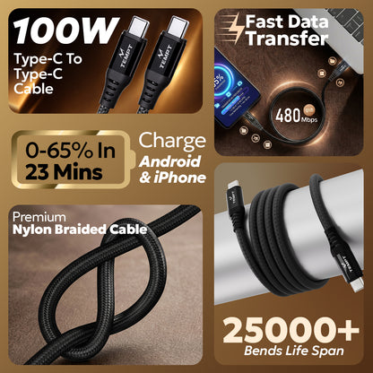 Tempt Blitz 100W Type C Cable Fast Charging Cable