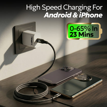 Tempt Blitz 100W Type C Cable Android and iPhone Fast Charging Cable Category