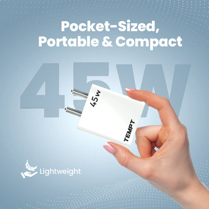 Tempt Bolt 45W Compact Portable Type C Charger Adapter Phone Charger