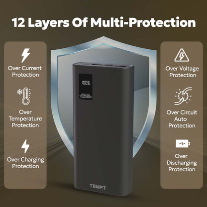 Tempt Booster Pro 20K 12 Layer Safety Protection Mobile Power Bank Charger