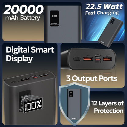 Tempt Booster Pro 20000mAh Battery High Capacity Portable Charger Power Banks