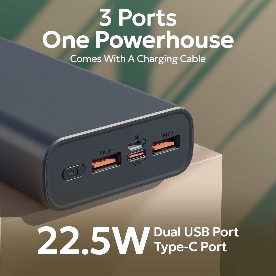 Tempt Booster Pro 20K Triple Output Ports USB Type C Fast Charging Power Bank