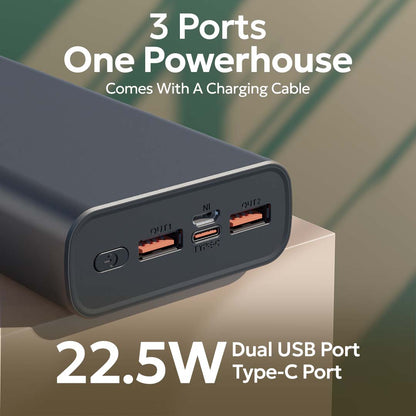 Tempt Booster Pro 20K Triple Output Ports USB Type C Fast Charging Power Bank