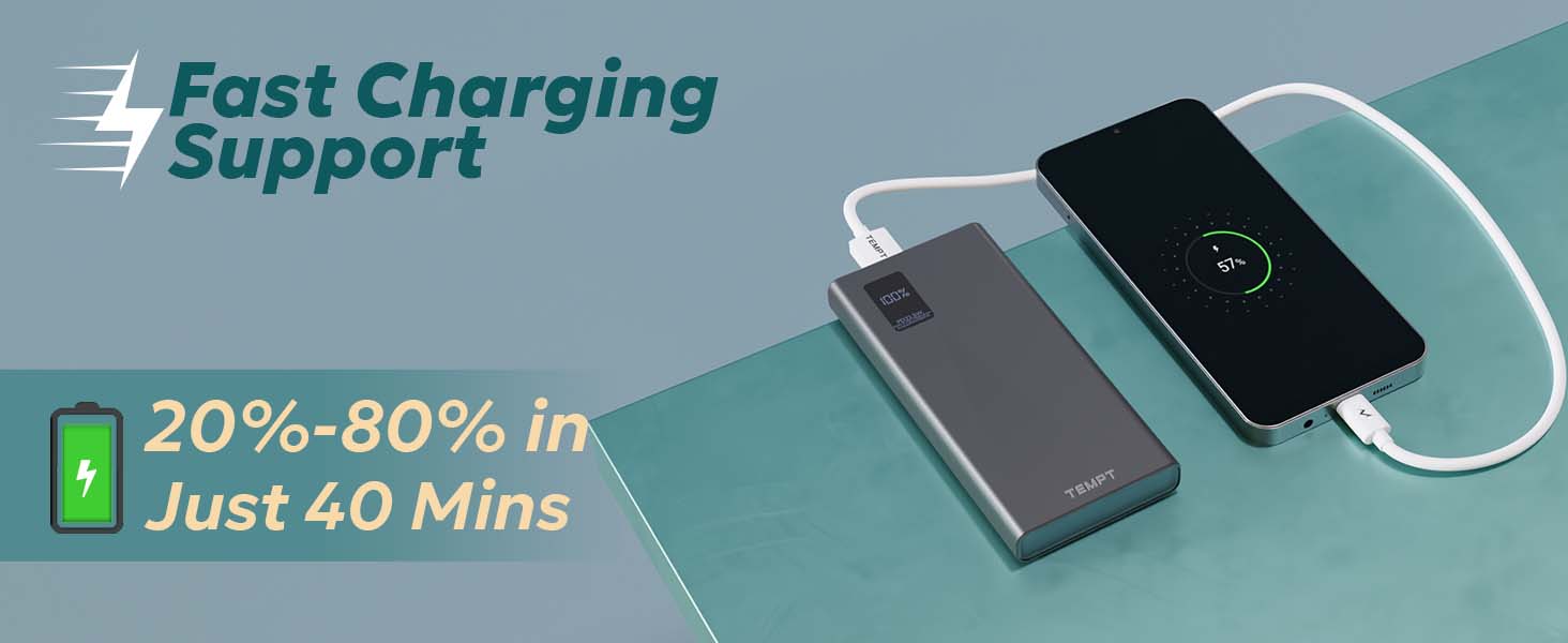 Tempt Booster Pro 10K Fast Charging Support Mobile Power Bank Charger