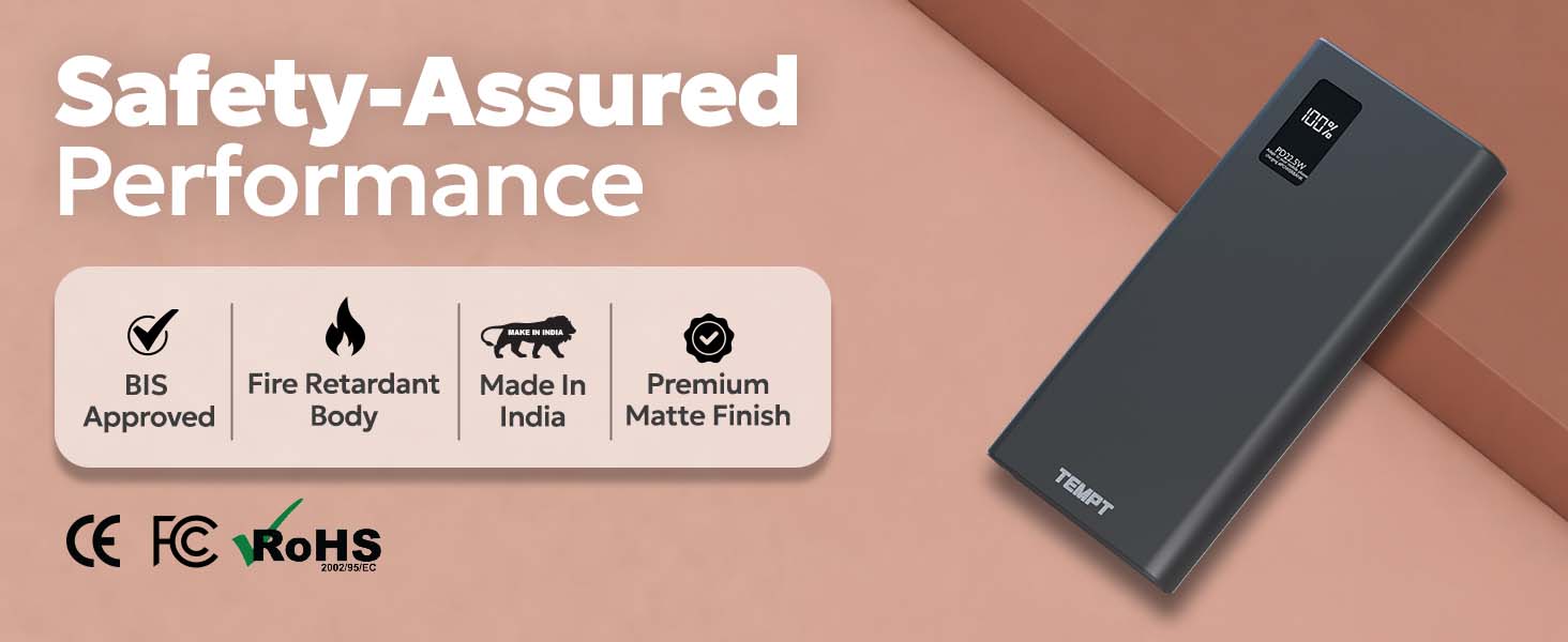 Tempt Booster Pro 20K BIS Certified Premium Build Fast Charging Power Bank Power Bank