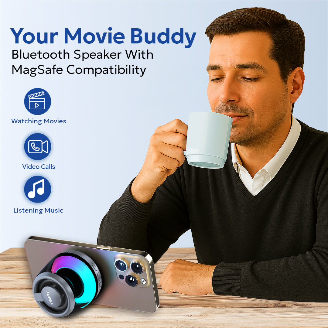  Tempt Cameo Grey MagSafe Magnetic Portable Bluetooth Speaker Mini Speaker, for watching movies, video calls and listening music