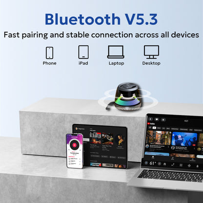 Tempt Cameo Grey Bluetooth 5.3 Portable BT Speaker Wireless Bluetooth Speaker