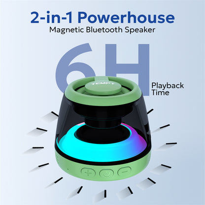 Tempt Cameo Green 2 in 1 Magnetic Bluetooth Mini Speaker Portable Speaker