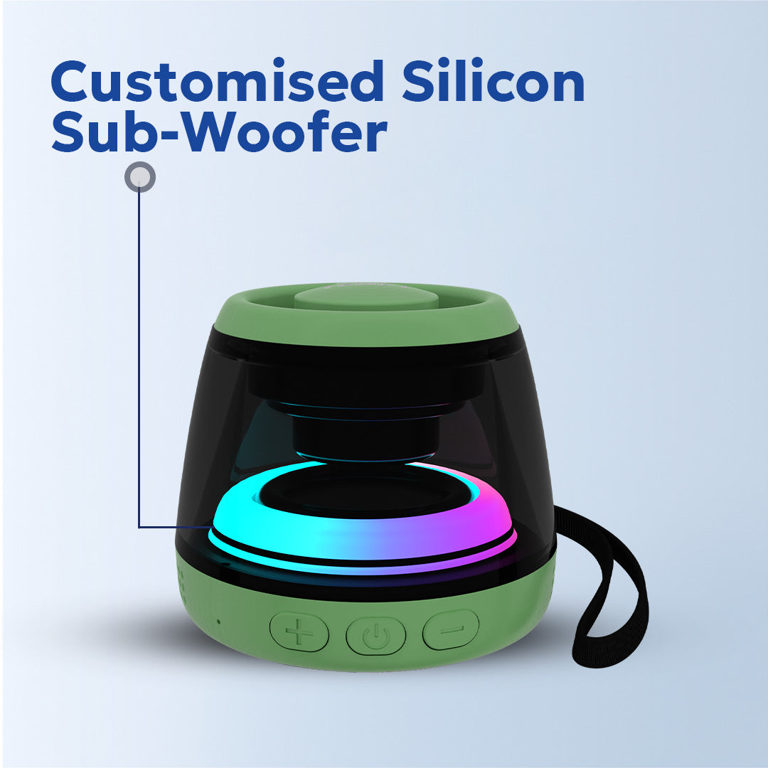 Tempt Cameo Green Silicon Subwoofer Deep Bass Bluetooth Mini Speaker Sound Box Speaker