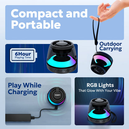  Tempt Cameo Compact RGB Light Portable Bluetooth Speaker Small Wireless Speaker