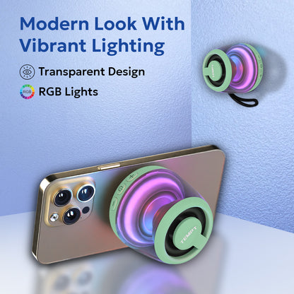  Tempt Cameo Green Transparent RGB Lights Portable Bluetooth Speaker Mini Speaker