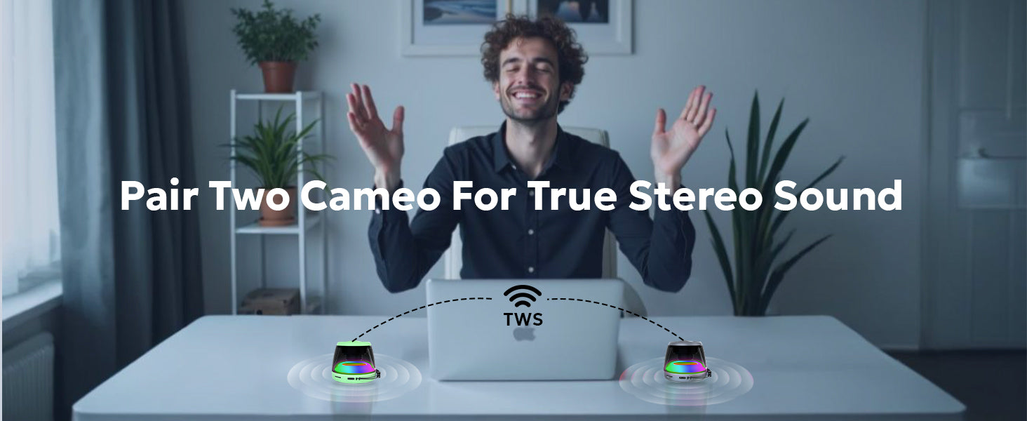 Tempt Cameo TWS Stereo Pairing Wireless Bluetooth Speakers Portable Speaker