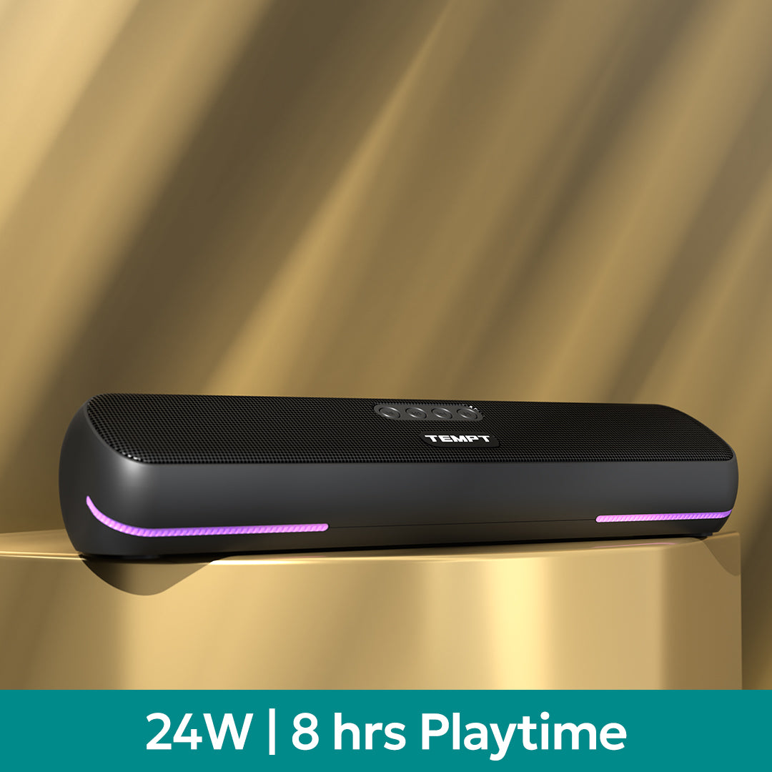 Tempt CineBar 24W Soundbar Speaker with 4000mAh Battery Portable Soundbar