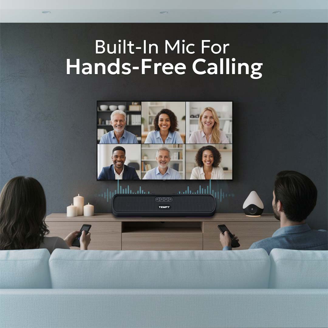 Tempt CineBar Bluetooth Soundbar with Built-in Mic for Hands-Free Calling Soundbar