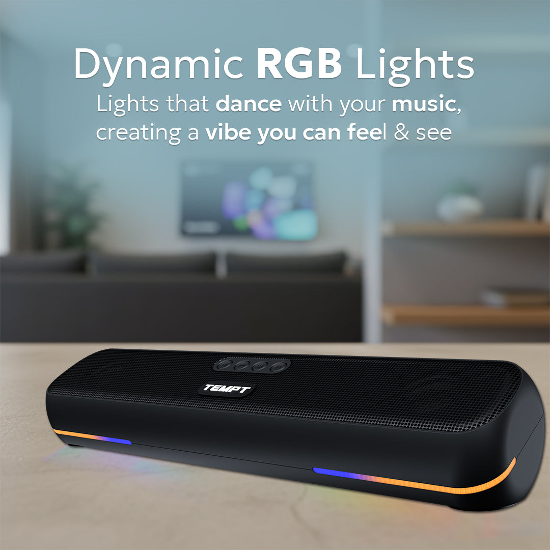 Tempt CineBar Soundbar with Dynamic RGB Lights Portable Soundbar