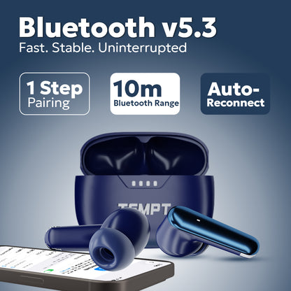 Tempt CultPro Bluetooth 5.3 Fast Pairing Wireless Earbuds Best Bluetooth Earbuds
