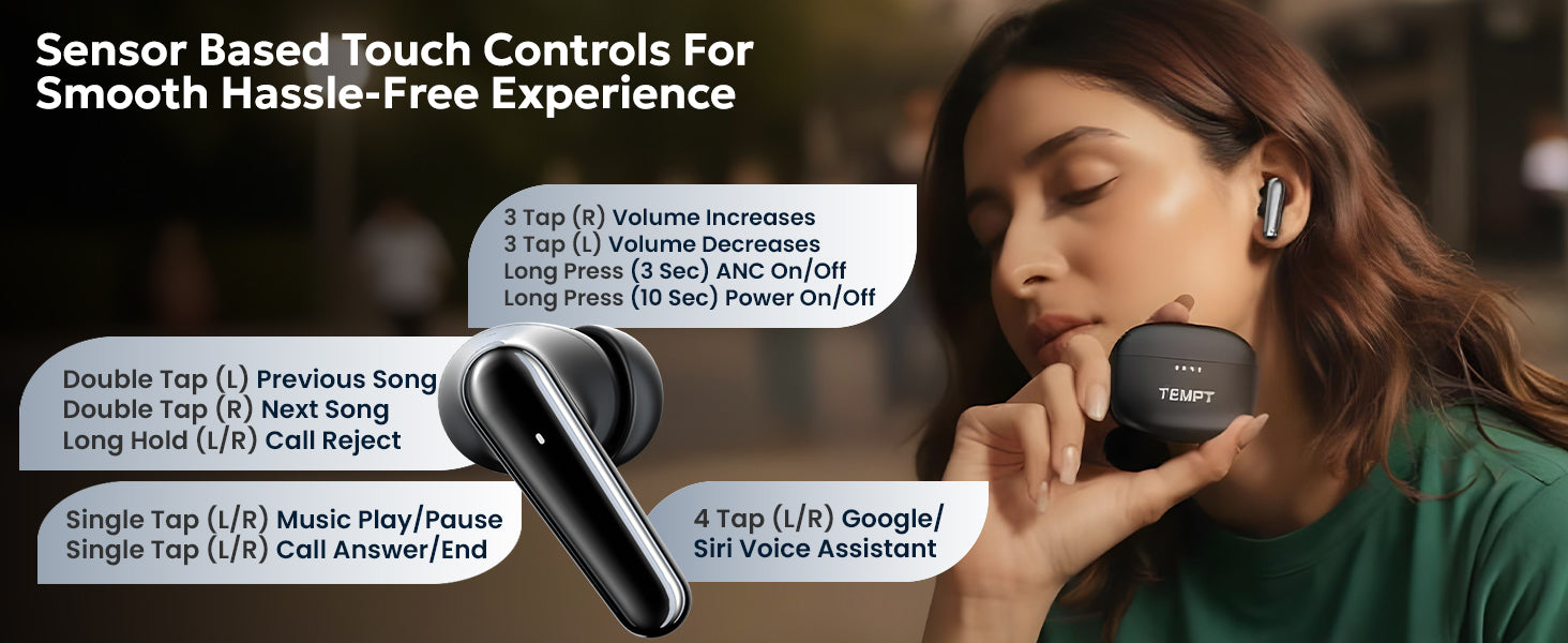 Tempt Cult Pro Smart Touch Control Bluetooth Earbuds Wireless Earbuds