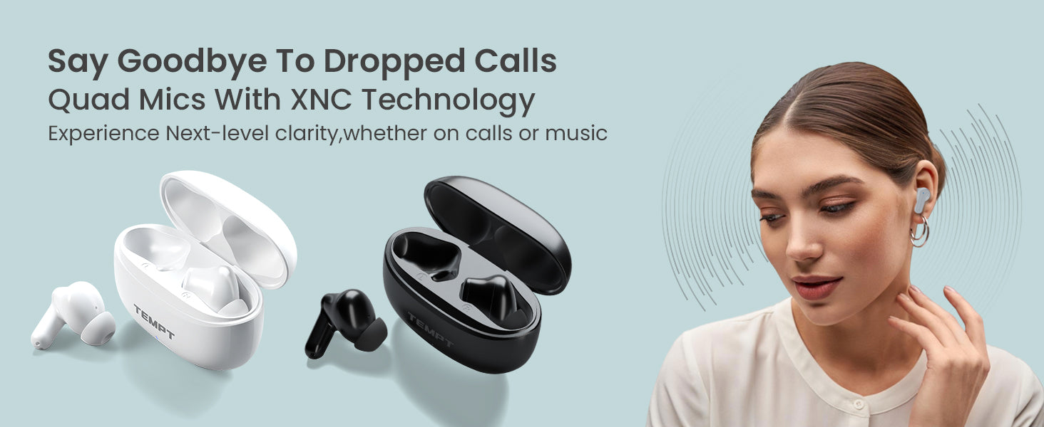 Tempt Dots Pro XNC Noise Cancellation Touch Control Bluetooth Wireless Earbuds