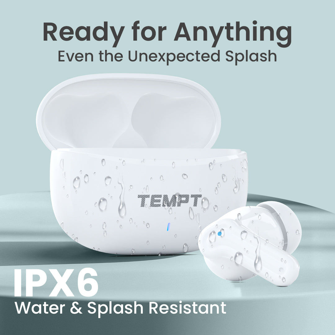 Tempt Dots Pro IPX6 Water Resistant Wireless Bluetooth Earbuds