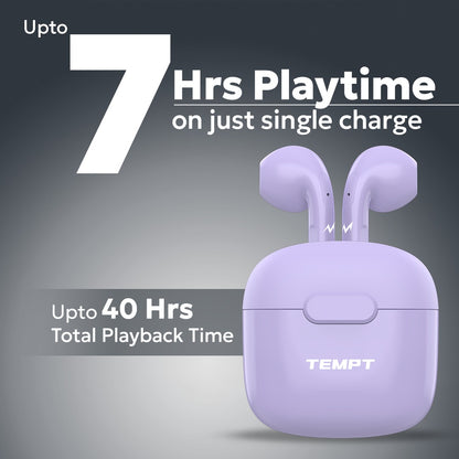 Tempt Dots 40 Hours Total Playback purple Wireless Earbuds