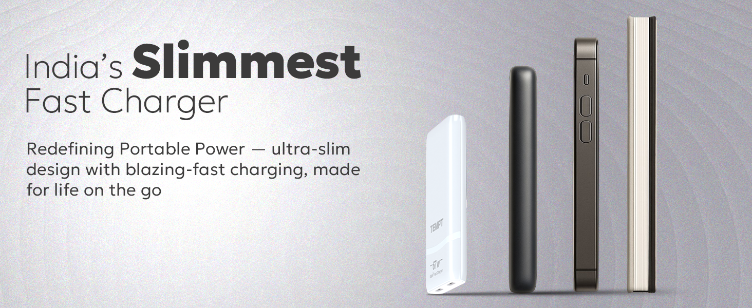 Tempt Elite Travel X type C charger India’s slimmest fast charging adapter with GaN3 technology mobile charger