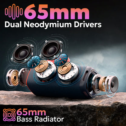 Tempt Enigma Dual 65mm Neodymium Drivers High Bass Bluetooth Speaker