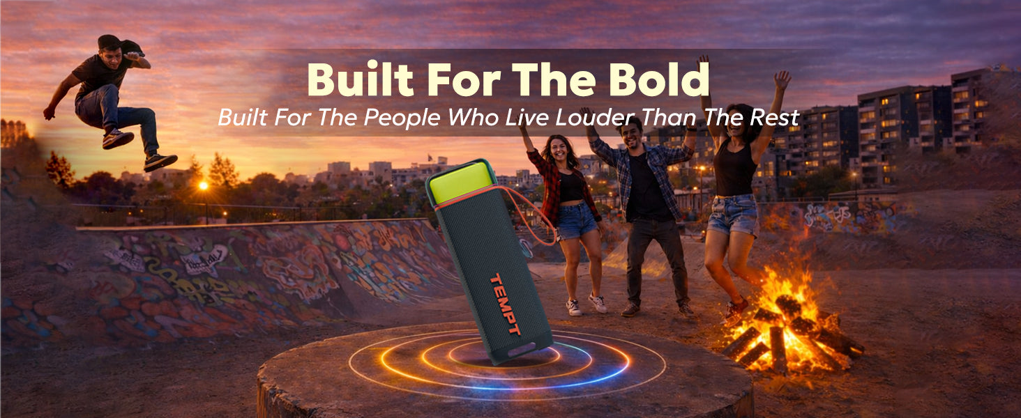 Tempt Enigma rugged portable bt speaker for outdoor adventure and travel wireless speaker