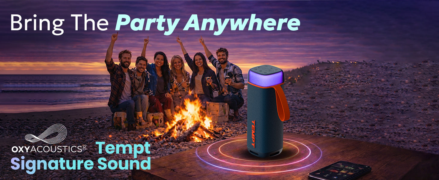 Tempt Enigma portable bluetooth speaker for outdoor party and beach use wireless speaker