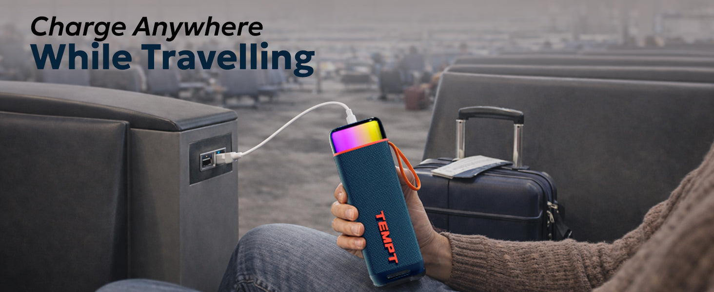 Tempt Enigma portable speaker with USB charging for travel and outdoor use bluetooth speaker