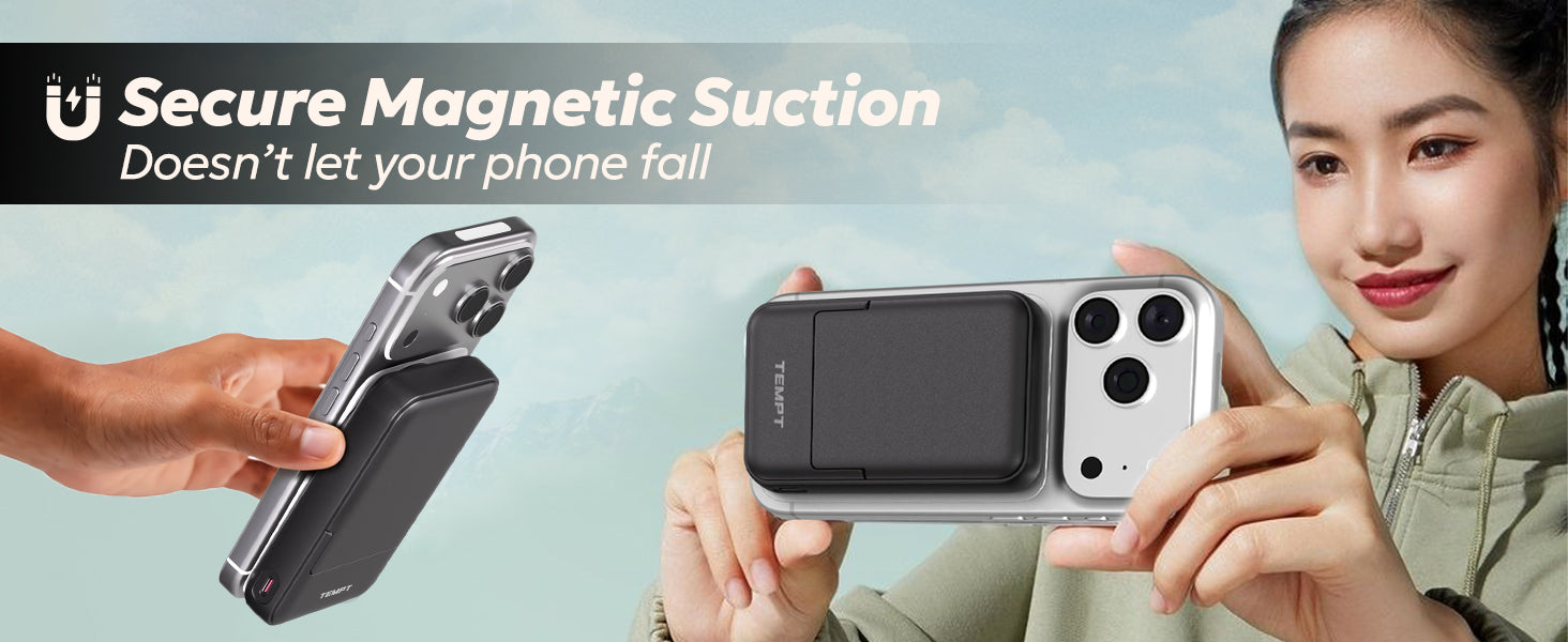 Tempt Flair Secure Magnetic Wireless Power Bank for Smartphones