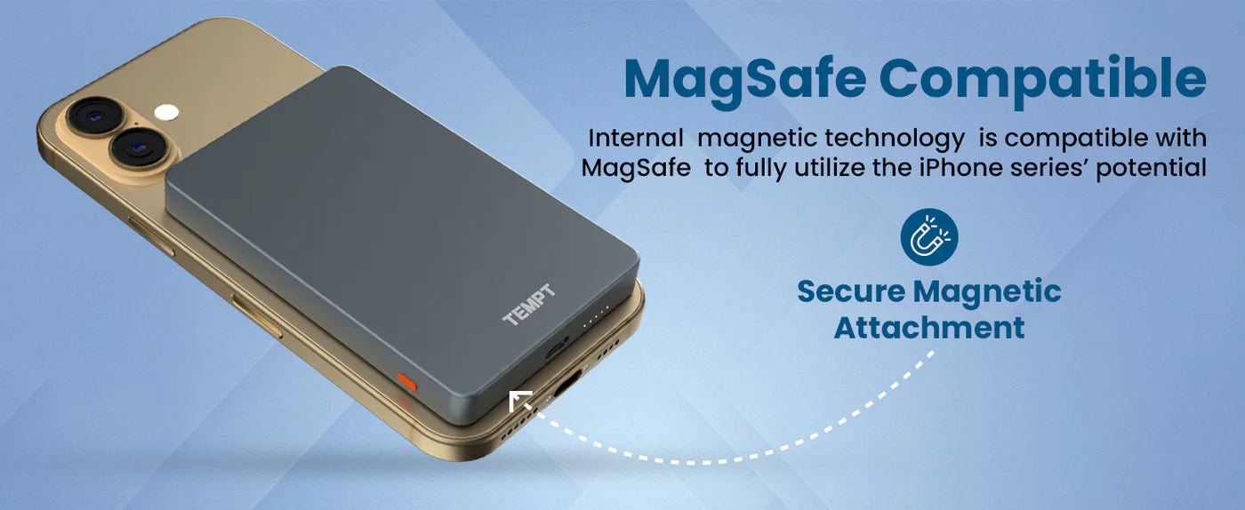  Tempt Joos Mag 10K MagSafe Magnetic Attachment Wireless Power Bank Portable Charger