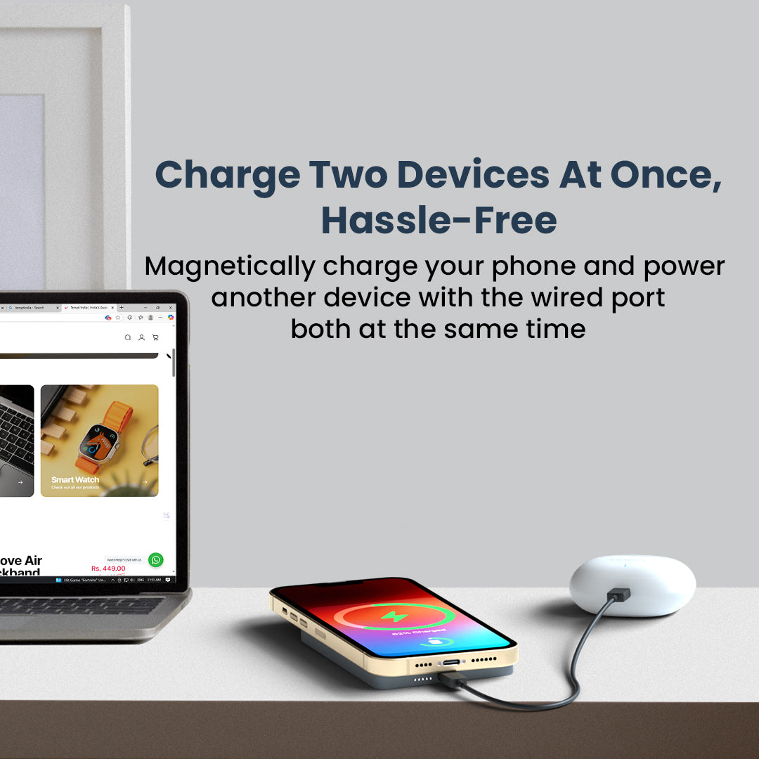 Tempt Joos Mag 5K Dual Device Charging Wireless Power Bank Portable Charger
