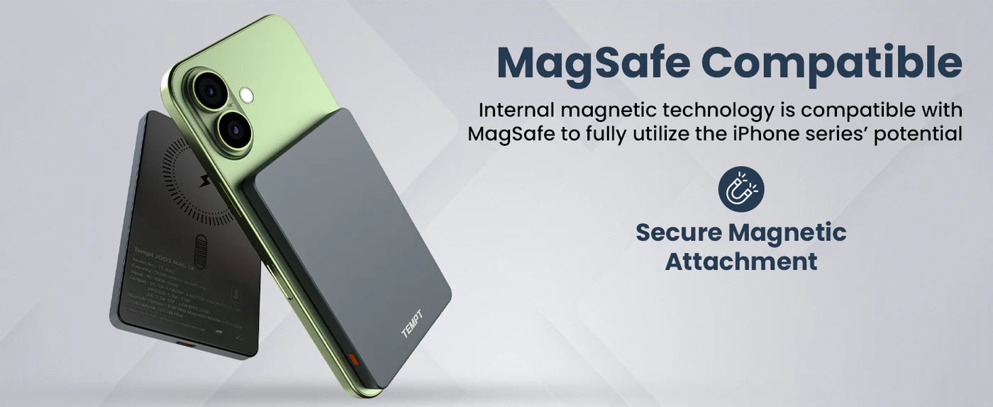 Tempt Joos Mag 5K MagSafe Magnetic Attachment Wireless Power Bank Portable Charger