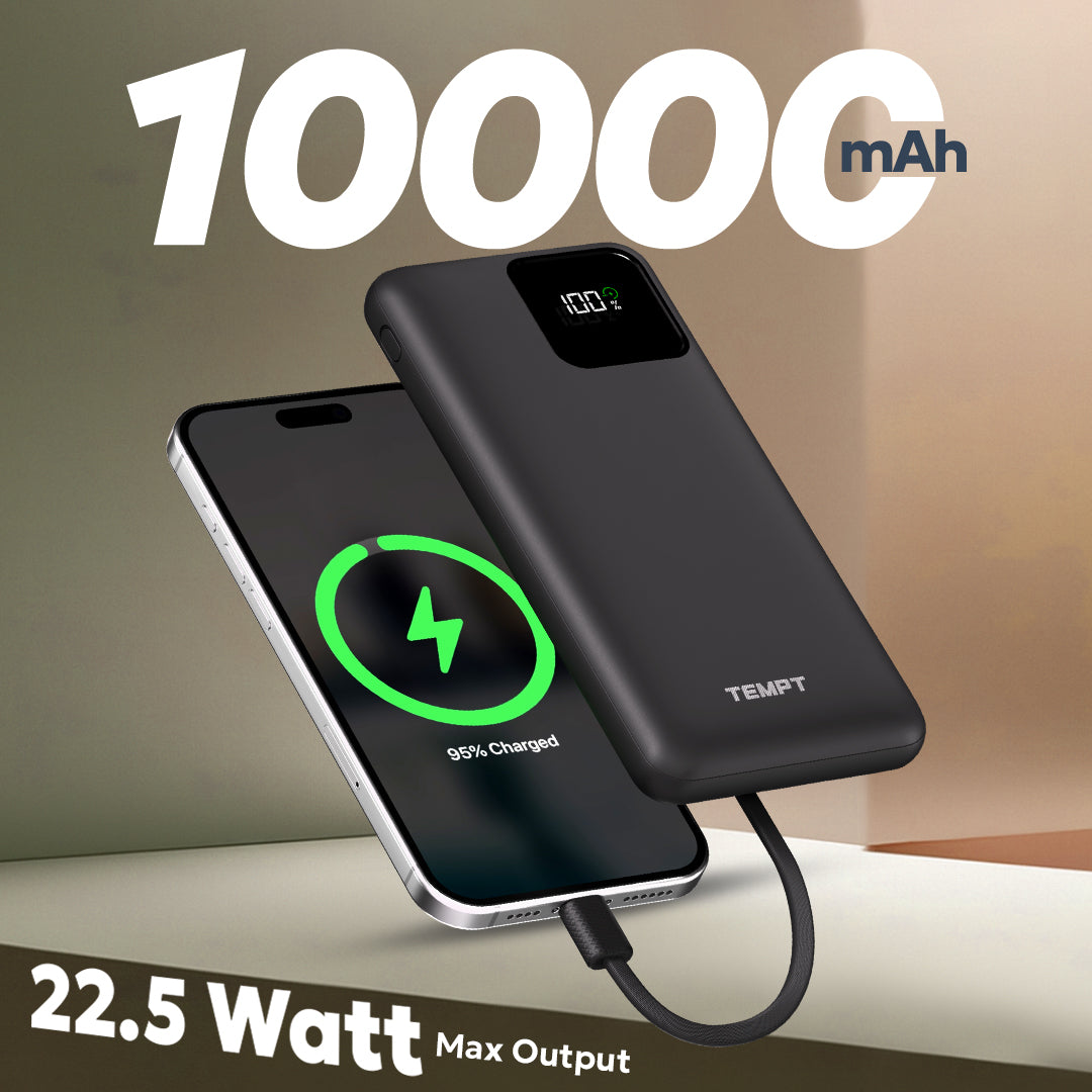 Tempt Joos QCPD 10K 22.5W Fast Charging Phone Power Bank Best Power Banks in India