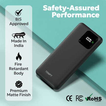 Tempt Joos QCPD 10K BIS Certified Safety Build Mobile Power Bank Charger Power Banks
