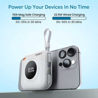 Tempt MagMini Fast Charging Power Bank 22.5W Power Bank Charger