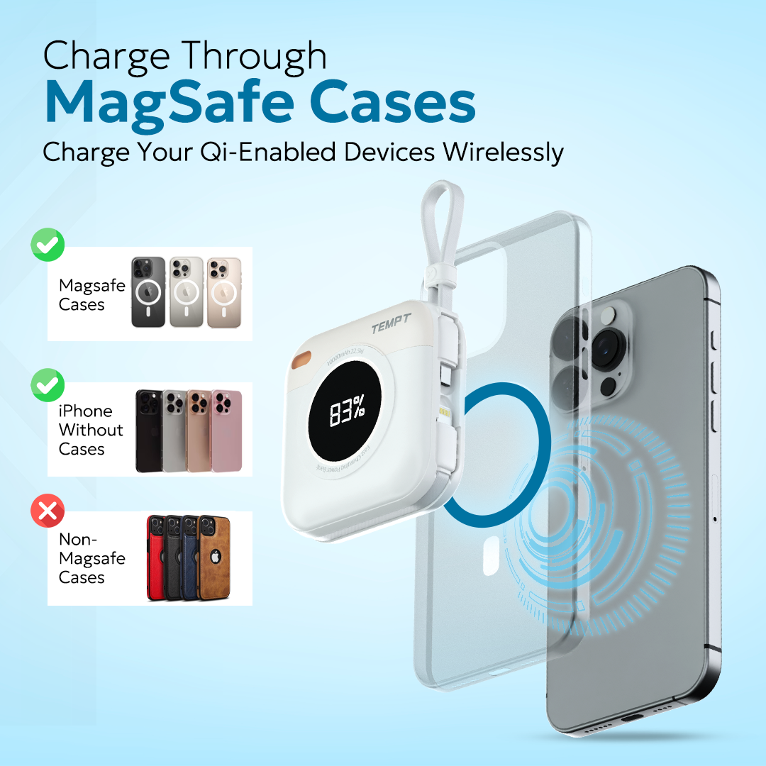 Tempt MagMini MagSafe Wireless Charging Phone Power Bank Portable Charger