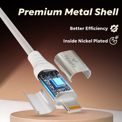 Tempt NOVA 27W Lightning Cable Premium Metal Shell Cable