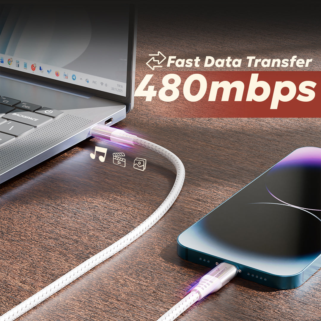 Tempt NOVA 27W USB C Charging Cable 480mbps Fast Data Transfer Cable 