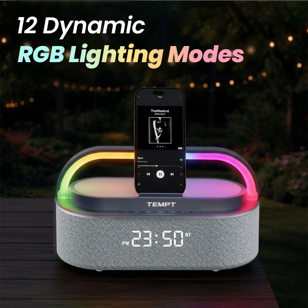 Tempt Privee Fusion Bluetooth Speaker with 12 Dynamic RGB Lighting Modes Portable Bluetooth Speaker