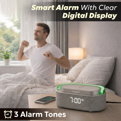 Tempt Privee Fusion Smart Speaker with Digital Clock and Smart Alarm Bluetooth Speaker 