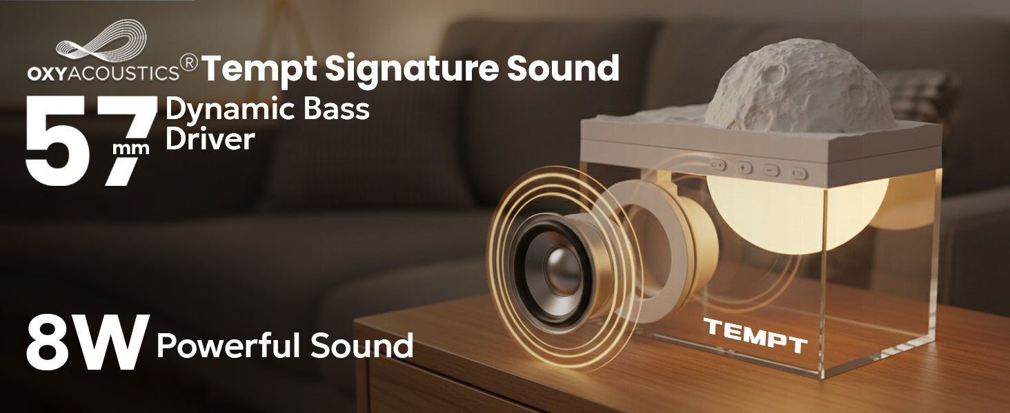 Tempt Privee Lunar 57mm Dynamic Bass Driver Powerful Sound Portable Bluetooth Speaker