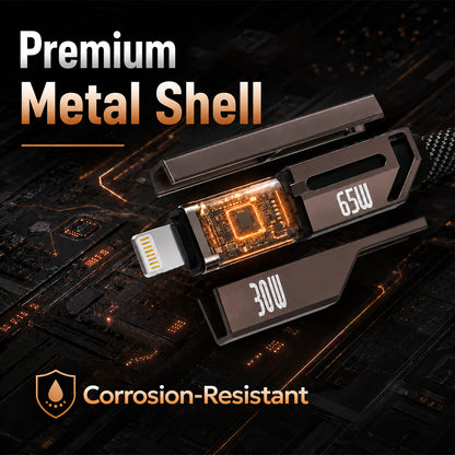 Tempt QuadCharge 65W Charger Cable with Premium Metal Shell and Corrosion Resistant Design Cable Category