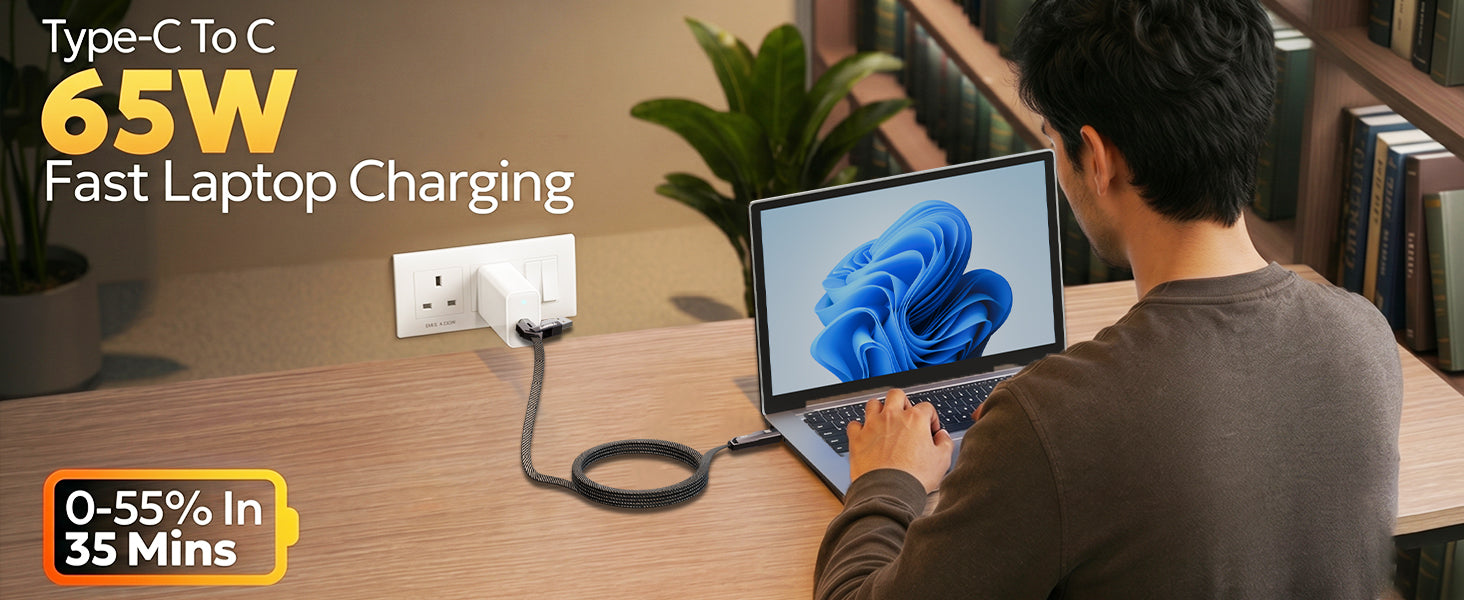 Tempt QuadCharge 65W USB C Charging Cable Fast Laptop Charging Cable Category