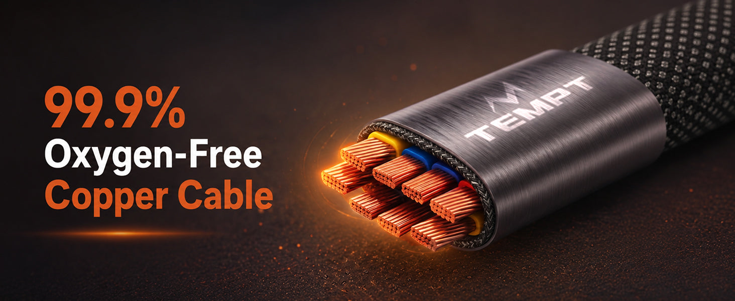 Tempt QuadCharge 99.9 Percent Oxygen Free Copper Fast Charging Cable Premium Cable Category