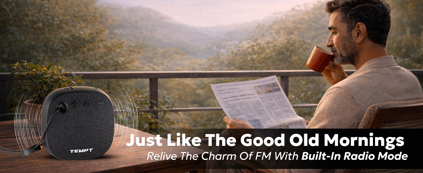 Tempt Rebel Air Portable Bluetooth Speaker with FM Radio Mode