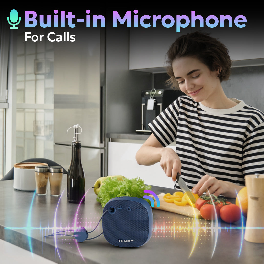 Tempt Rebel Air Portable Bluetooth Speaker with Built-in Microphone for Calls